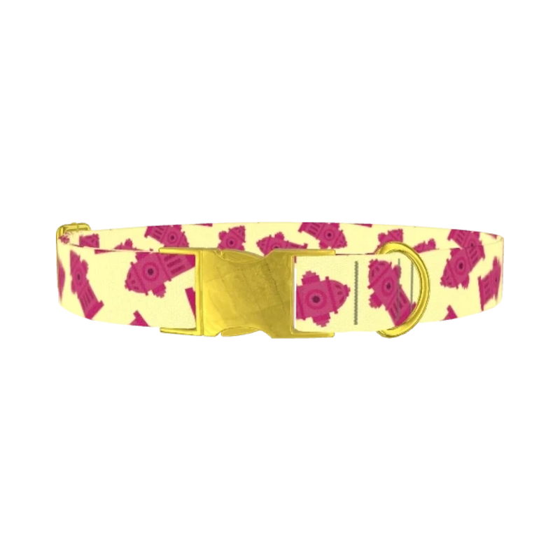 Hydrant Pattern Dog Collar - metal gold