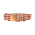 Red Green Plaid Dog Collar - metal rose gold