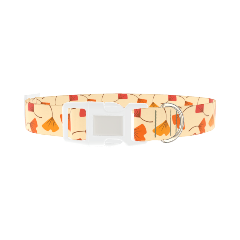 Ginkgo Leaf Pattern Dog Collar - plastic silver
