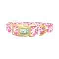 Pink Silhouette Floral Dog Collar - plastic gold