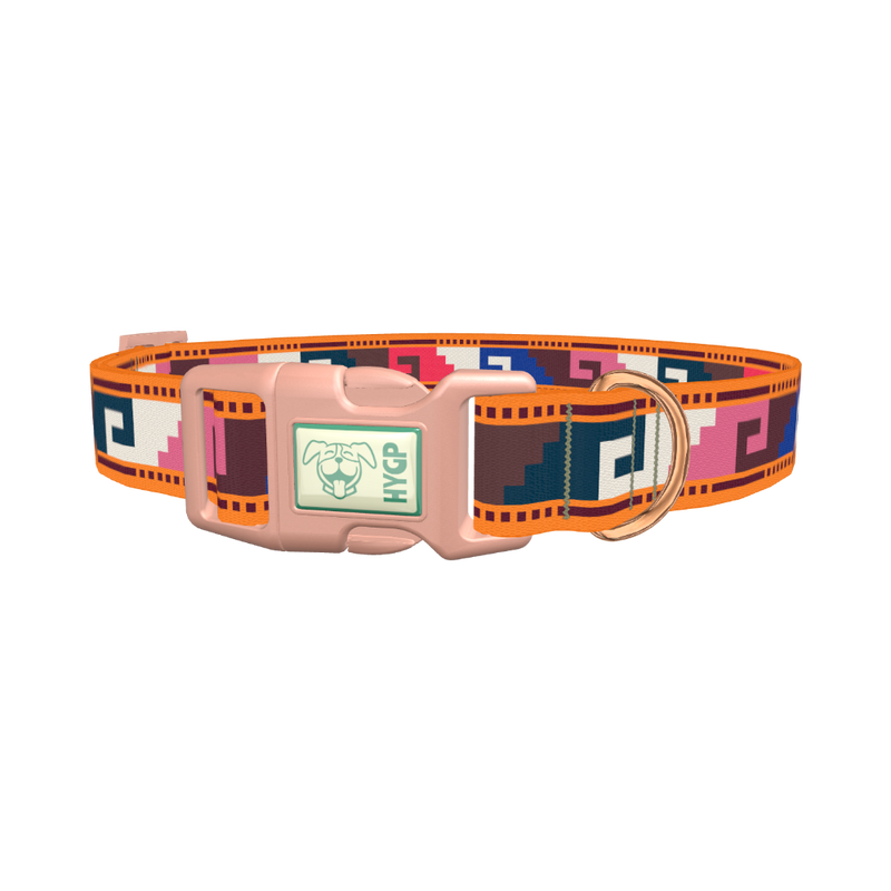 Aztec Meander Dog Collar - plastic rose gold