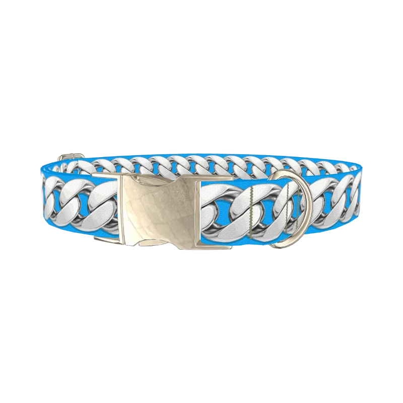 Silver Chain Link Dog Collar - metal silver