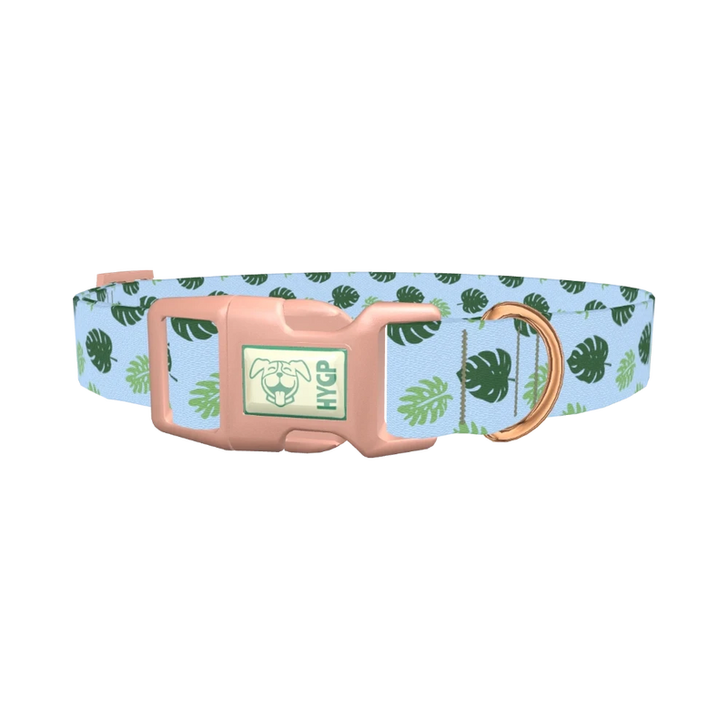 Monstera Leaf Dog Collar - plastic rose gold