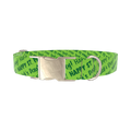 Green St. Patrick's Text Dog Collar - metal gold