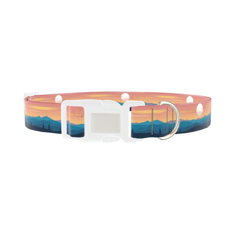Mountain Sunset Dog Collar - plastic silver