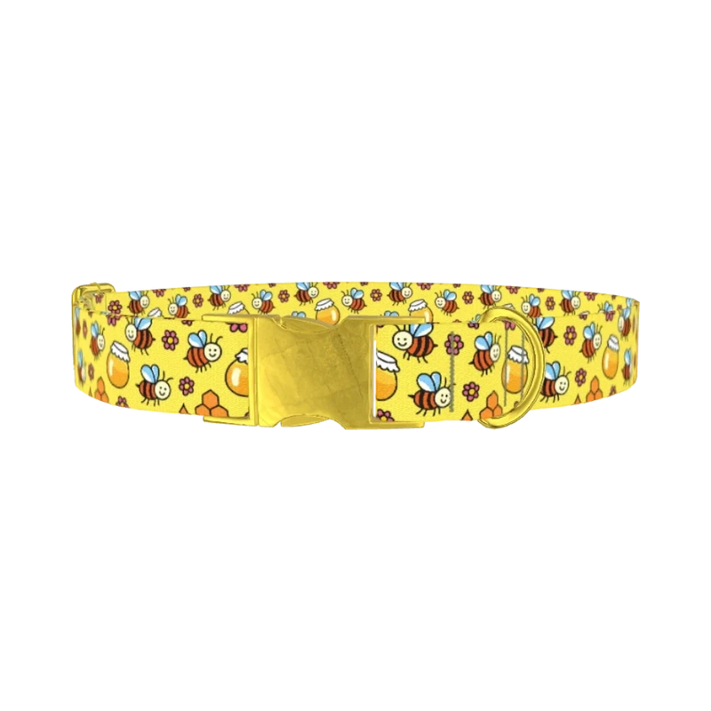 Happy Bees Dog Collar - metal gold