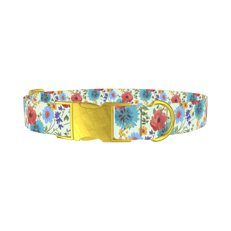 Floral Garden Dog Collar - metal gold