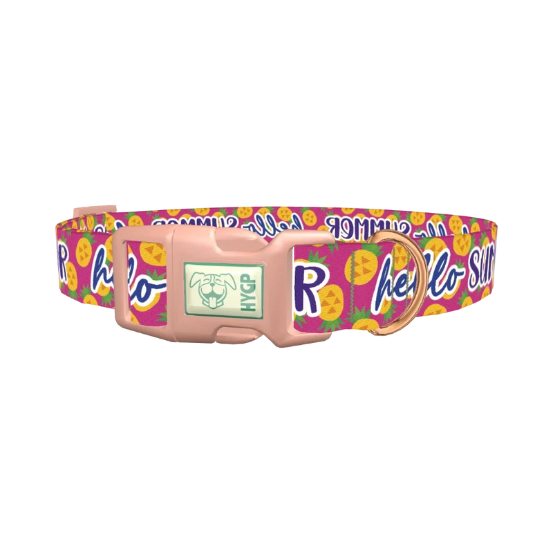 Tropical Summer Dog Collar - plastic rose gold
