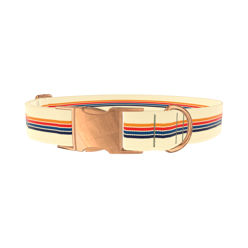 Retro Stripe Dog Collar - metal silver