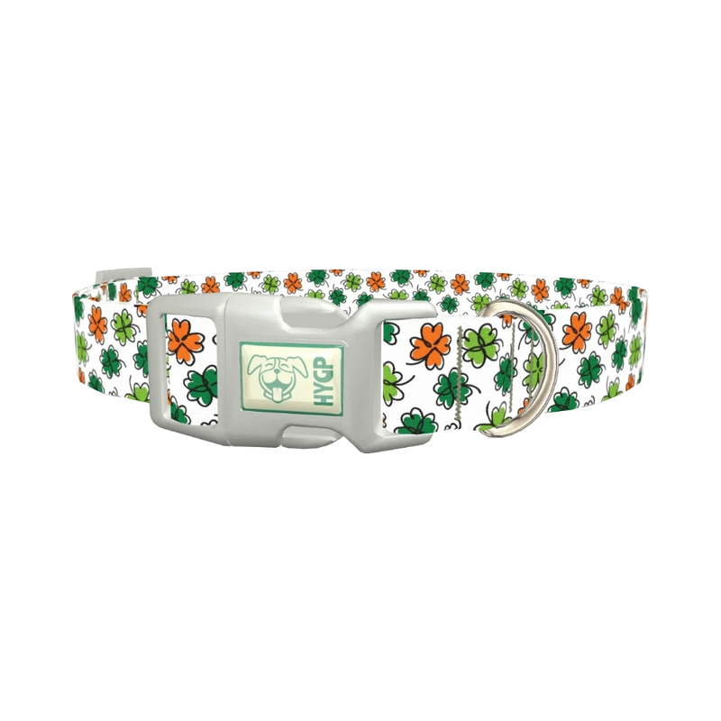 Shamrock Clover Dog Collar - plastic silver