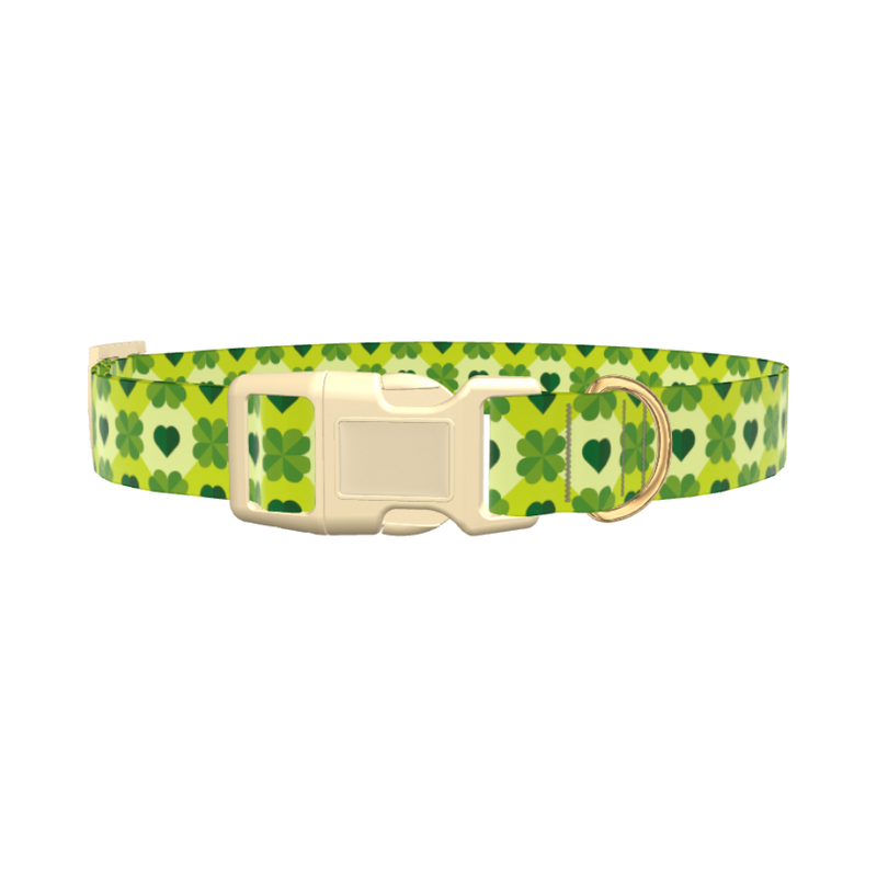 Clover Heart Dog Collar - plastic silver