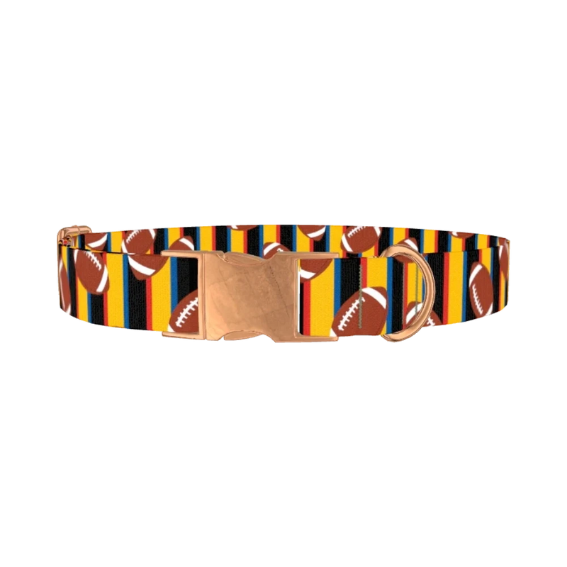 Striped Football Dog Collar - metal rose gold
