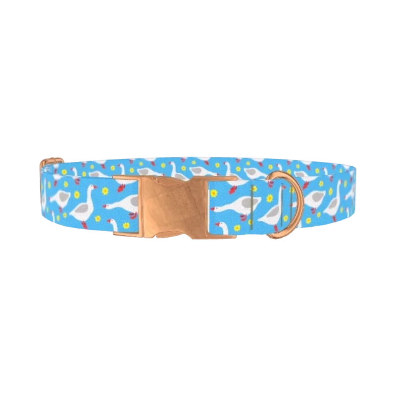 Goose Floral Dog Collar - metal rose gold