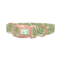 Green Fern Pattern Dog Collar - plastic rose gold