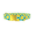 Blue Lemon Pattern Dog Collar - metal gold