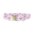 Pink Bow Design Dog Collar - metal silver
