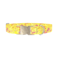 Yellow Abstract Splatter Dog Collar - metal silver