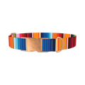 Mexican Textile Stripes Dog Collar - metal rose gold
