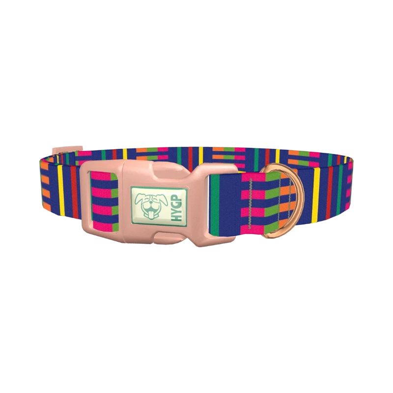 Colorful Dual Stripe Dog Collar - plastic rose gold