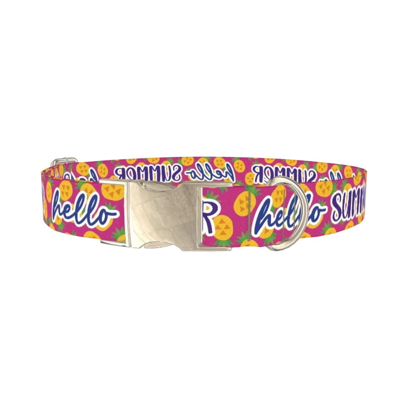Tropical Summer Dog Collar - metal silver