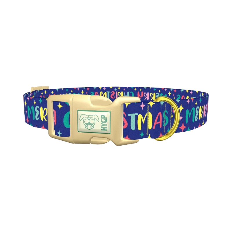 Christmas Stars Dog Collar - plastic gold