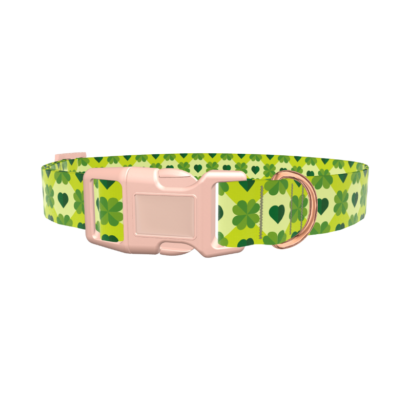 Clover Heart Dog Collar - plastic gold