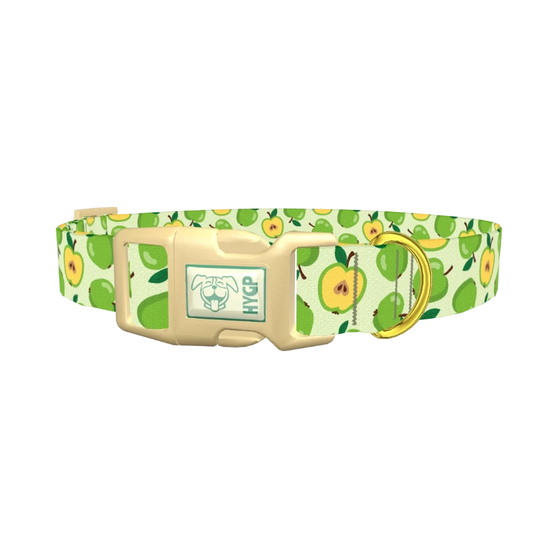 Green Apple Dog Collar - plastic gold