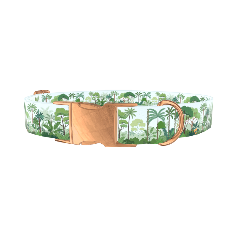 Tropical Jungle Dog Collar - metal silver