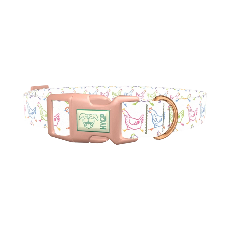 Colorful Chicken Dog Collar - plastic rose gold