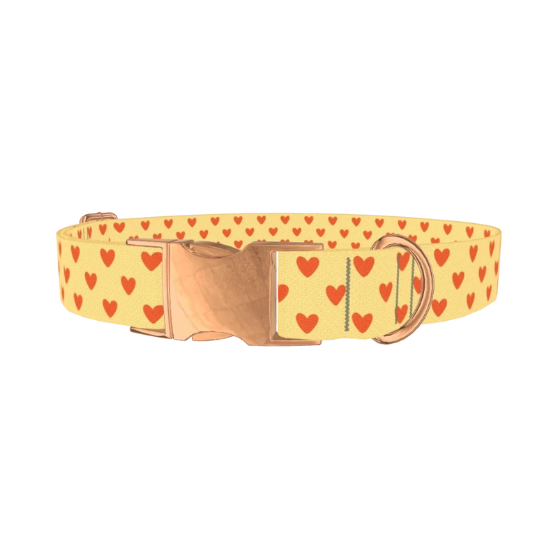 Clay Heart Dog Collar - metal rose gold