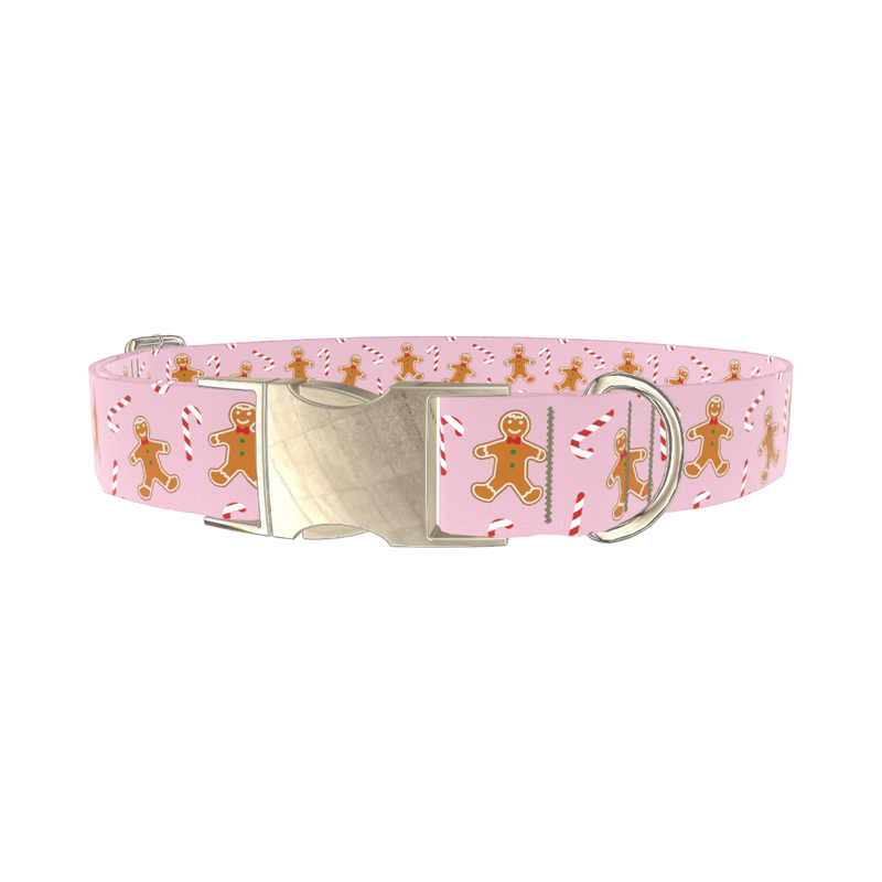 Christmas Gingerbread Dog Collar - metal silver