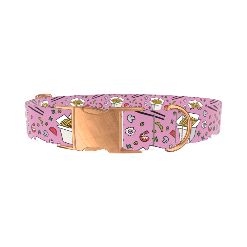 Noodle Takeout Dog Collar - metal rose gold