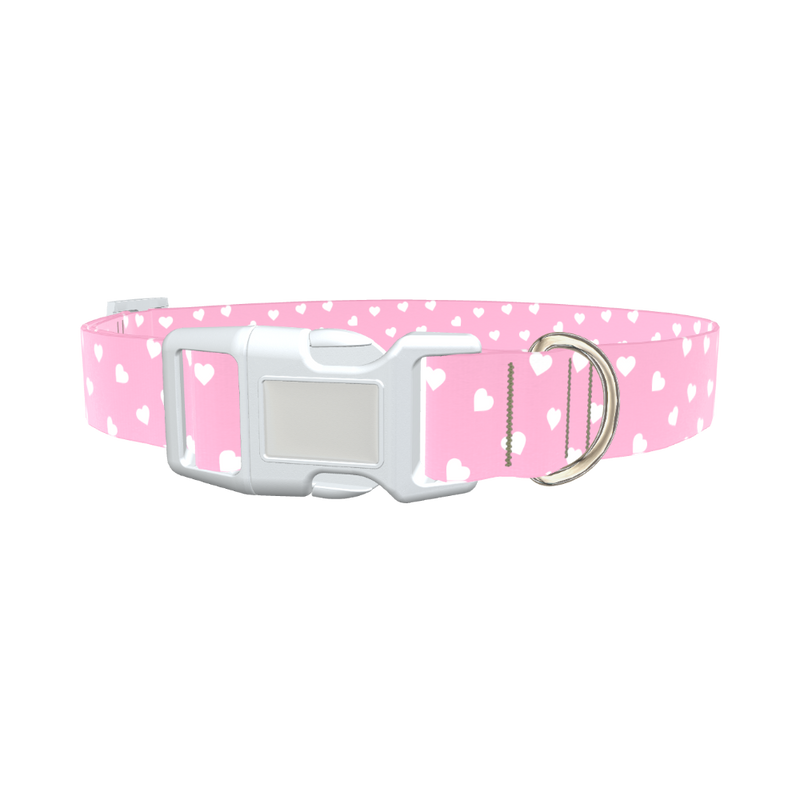 Pink Heart Dog Collar - plastic rose gold