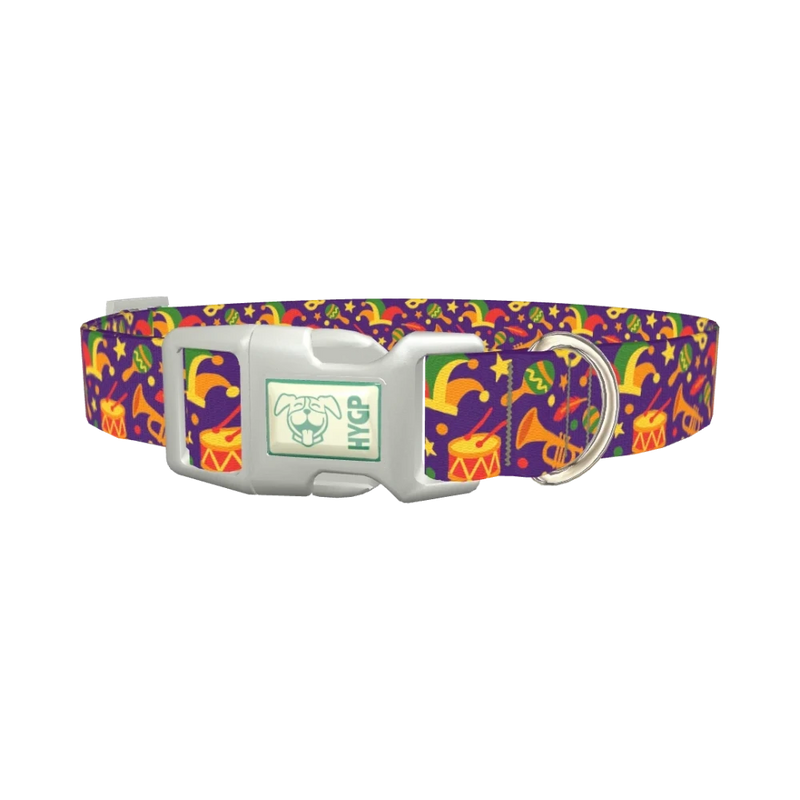 Mardi Gras Celebration Dog Collar - plastic silver