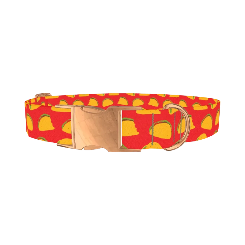 Taco Pattern Dog Collar - metal rose gold