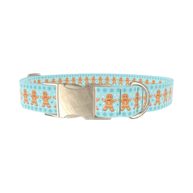 Gingerbread Snowflake Dog Collar - metal silver