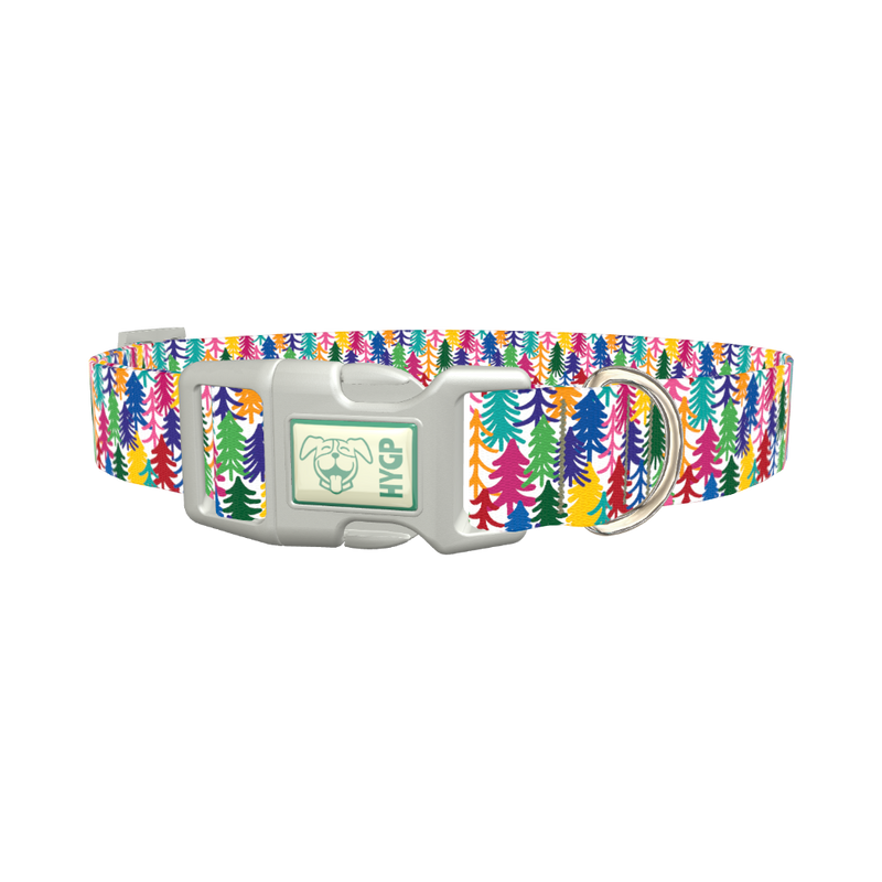 Christmas Tree Pattern Dog Collar - plastic silver
