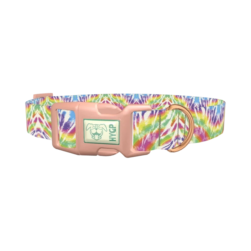 Multicolor Tie-Dye Dog Collar - plastic rose gold