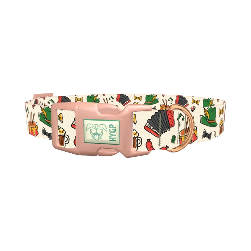 Oktoberfest Music Dog Collar - plastic rose gold