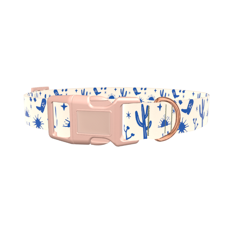 Western Desert Scene Dog Collar - plastic silver