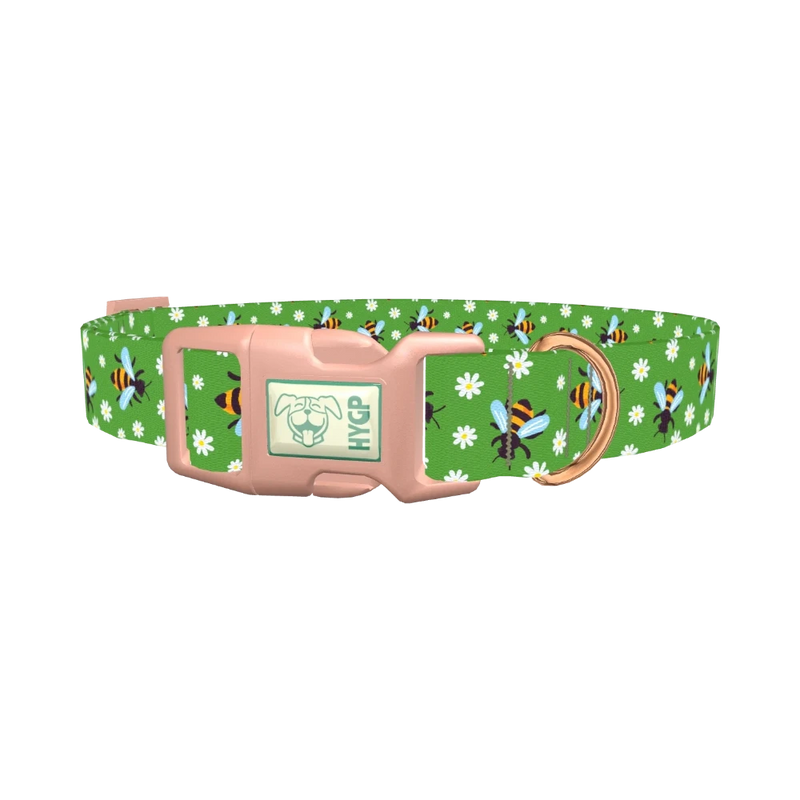 Bee and Daisy Dog Collar - plastic rose gold