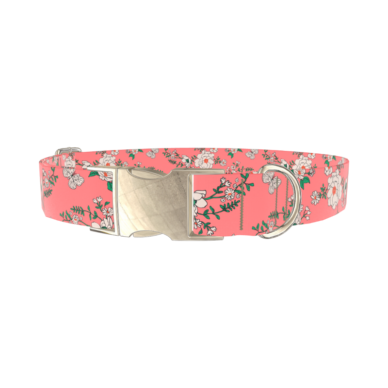 Pink Rosehip Dog Collar - metal gold