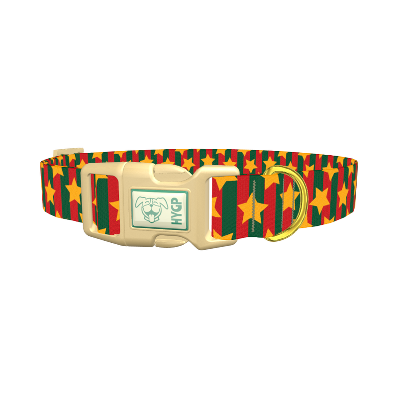 Christmas Stars and Stripes Dog Collar - plastic gold