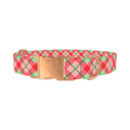 Festive Pink Plaid Dog Collar - metal rose gold
