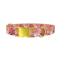 Pink Floral Bloom Dog Collar - metal gold