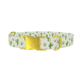 Green Cactus Landscape Dog Collar - metal gold
