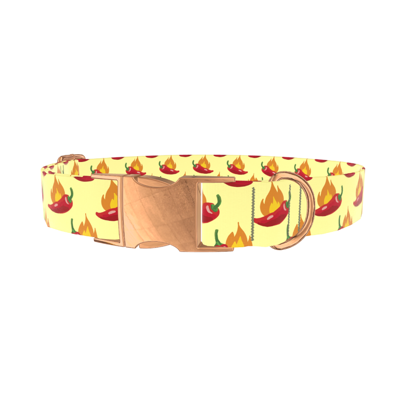 Spicy Pepper Flame Dog Collar - metal rose gold