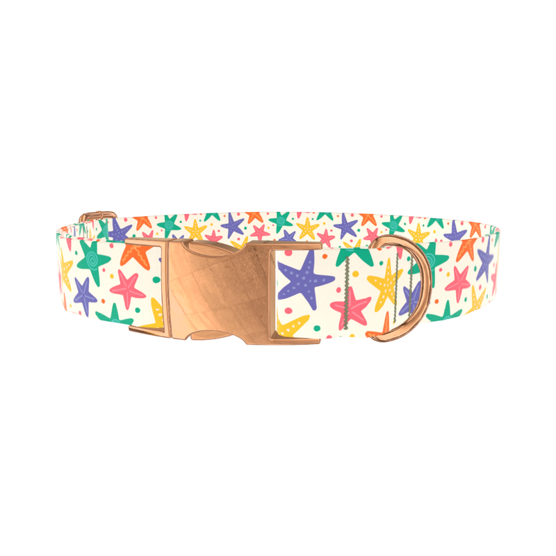 Starfish Mix Dog Collar - metal gold