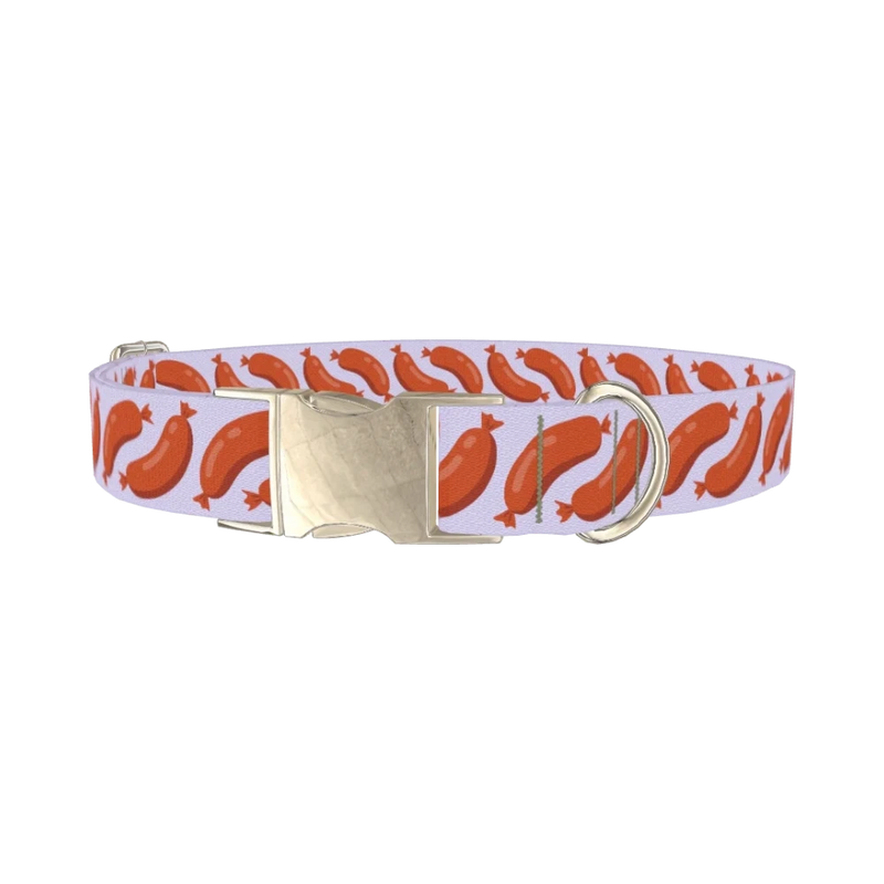 Playful Sausage Dog Collar - metal silver