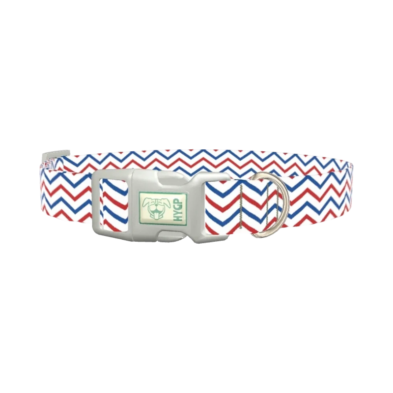 Patriotic Chevron Dog Collar - plastic silver
